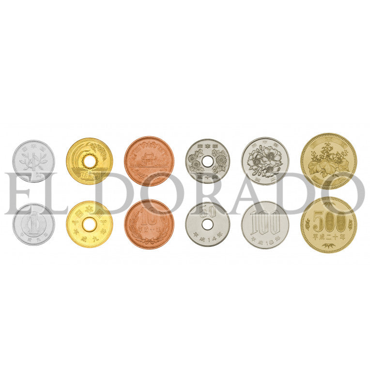 Japón 1, 5, 10, 50, 100, 500 Yenes 1990-2013 KM 95, 96, 97, 101, 98, 125